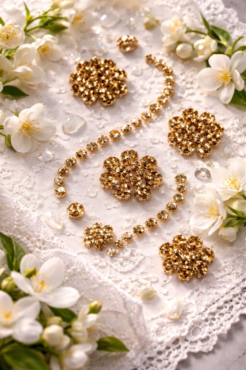 SS35#3D Rhinestones – Gold