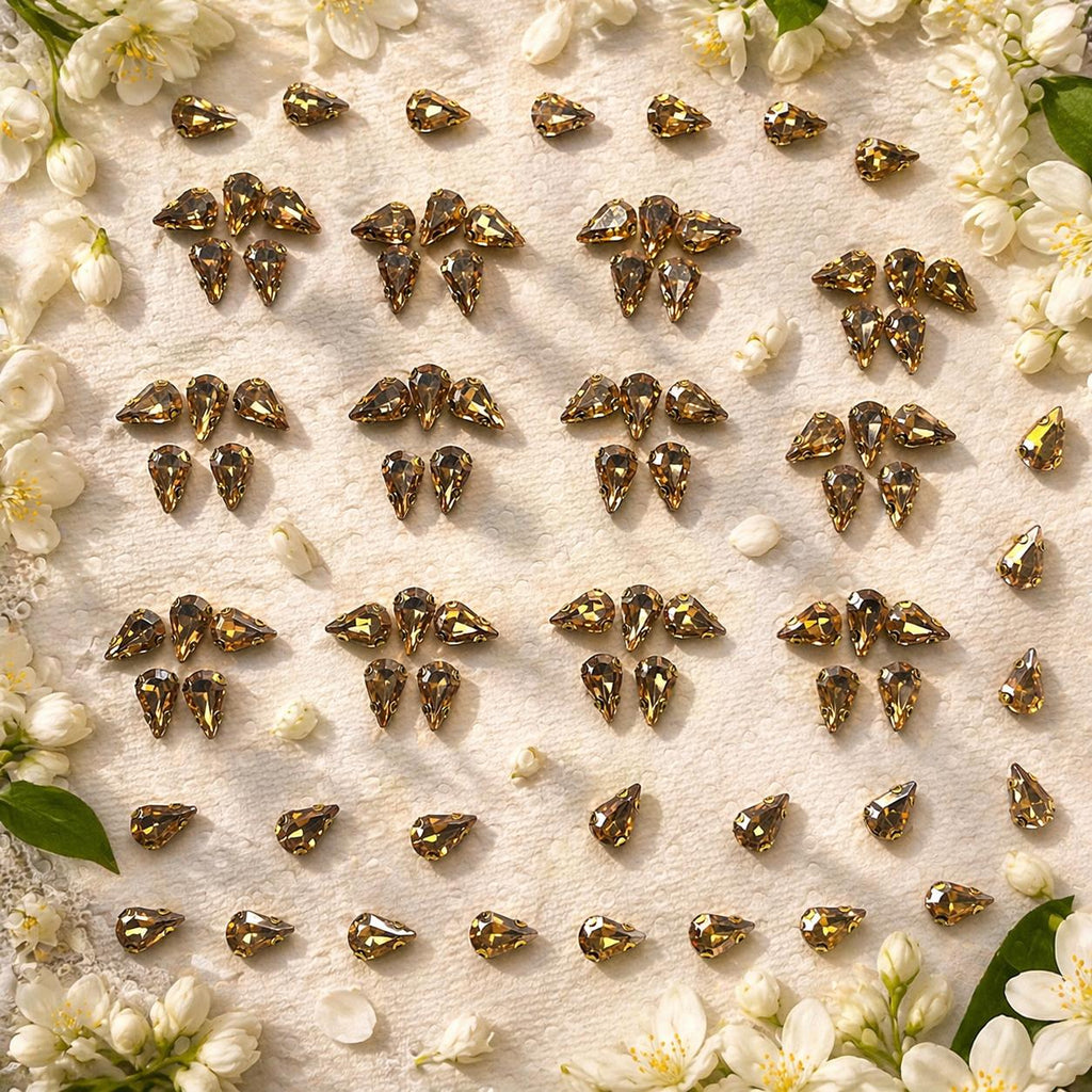 Teardrop Sew-On Rhinestones – Golden Shadow (8 ×13mm)